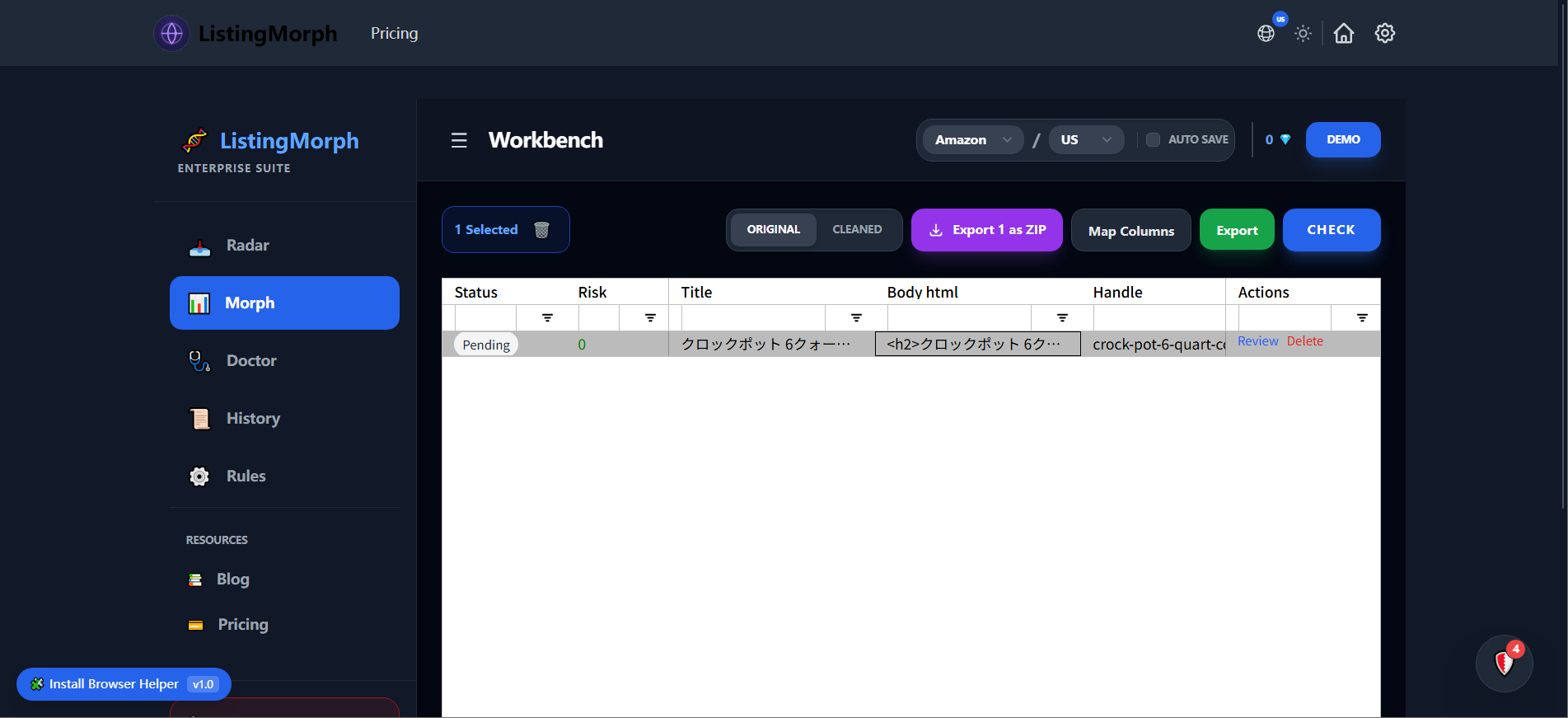 ListingMorph Dashboard Preview
